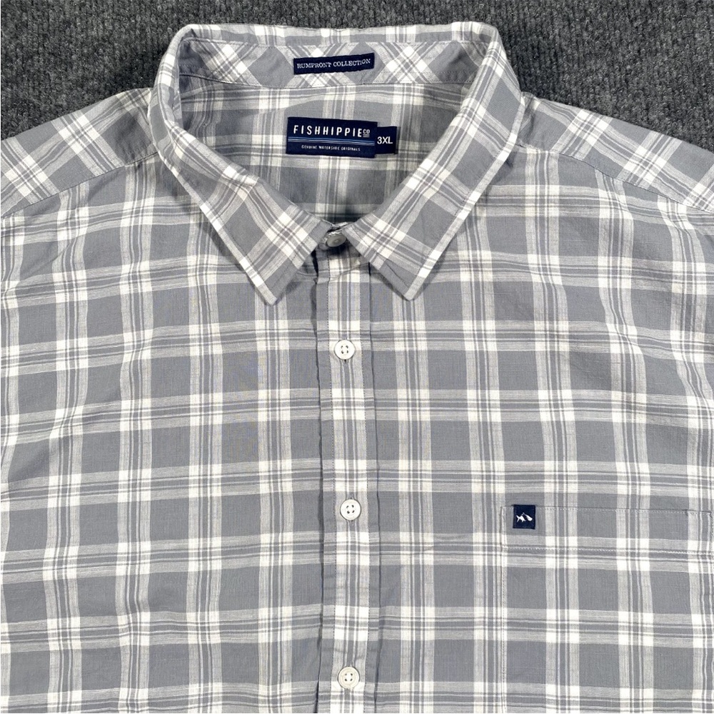 Fish Hippie Gray Plaid Men's Shirt 3XL